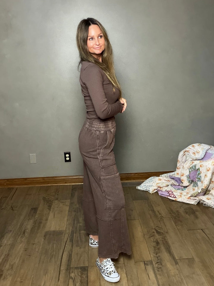 Mineral Wash Cargo Lounge Pants