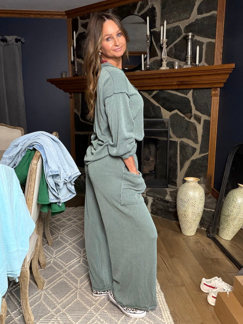 Dark sage lounge set