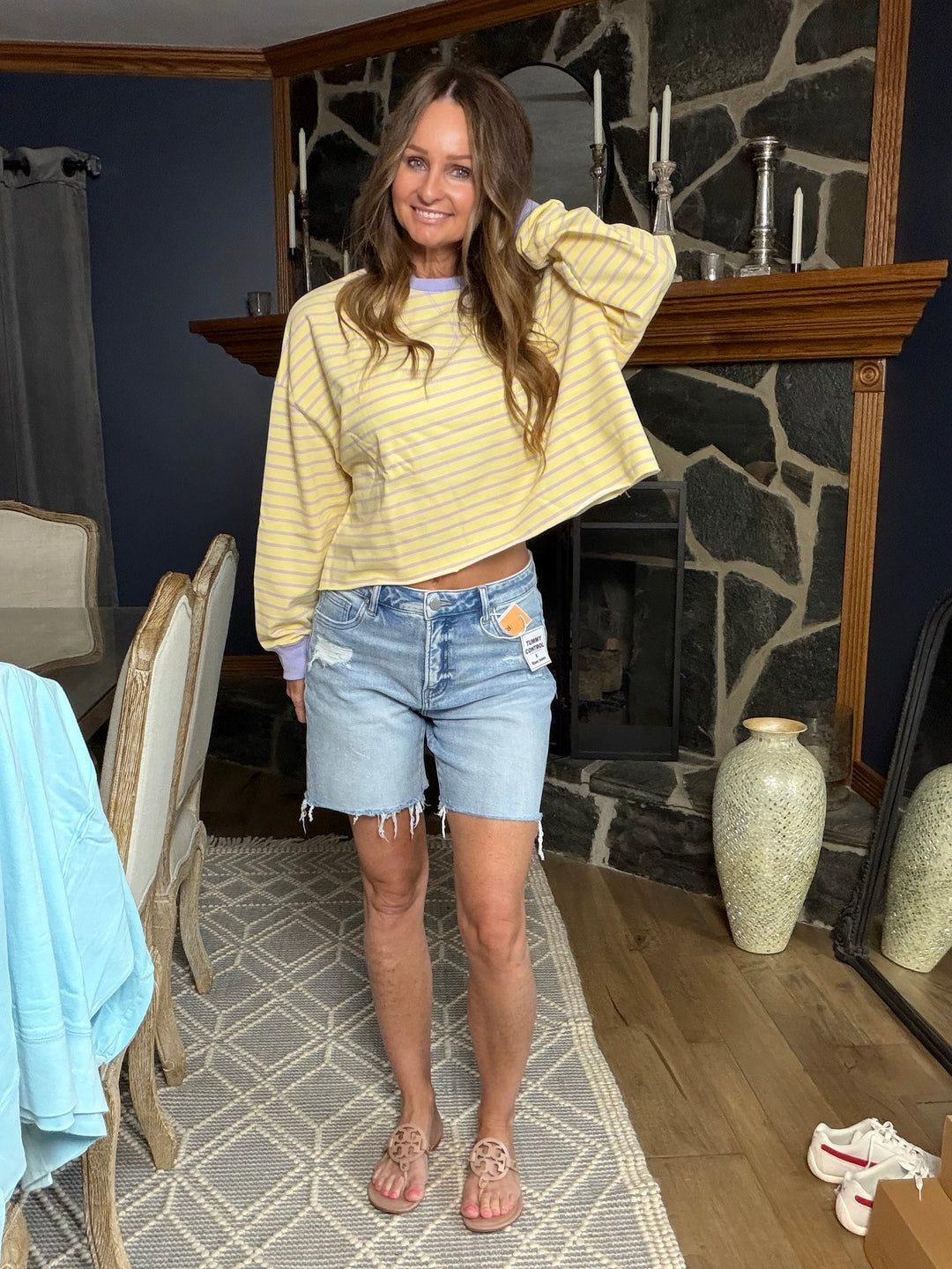 Mid Length Denim Shorts