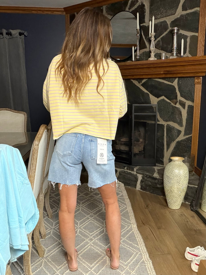 Mid Length Denim Shorts
