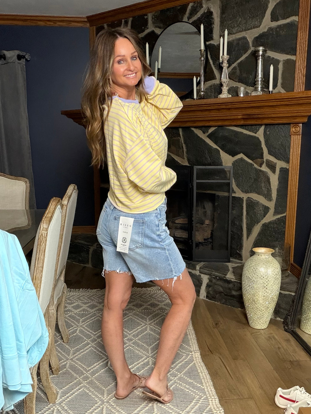 Mid Length Denim Shorts