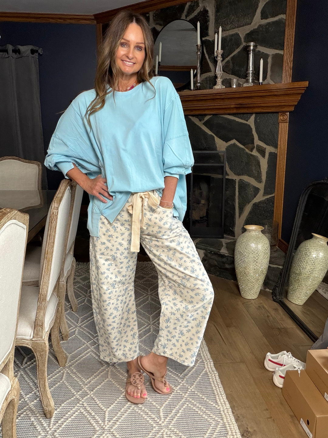 Sunwashed Blue Oversized Long Sleeve Tee