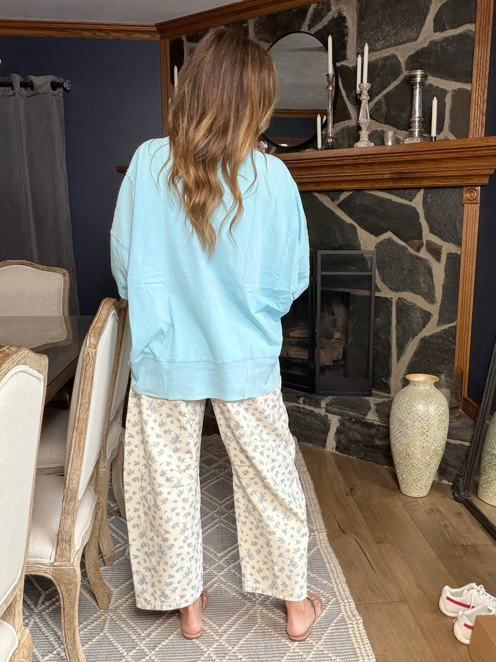Sunwashed Blue Oversized Long Sleeve Tee