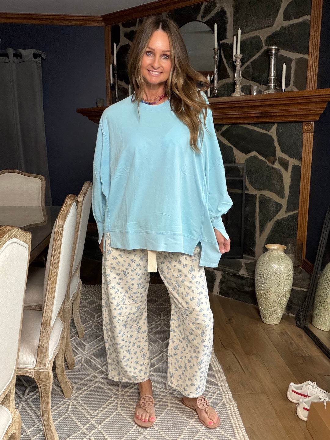 Sunwashed Blue Oversized Long Sleeve Tee