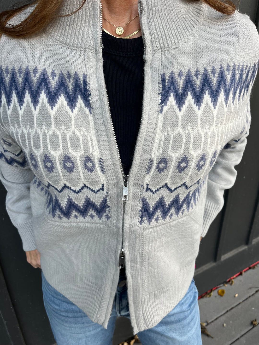 Cozy Fair Isle Zip-Up Cardigan