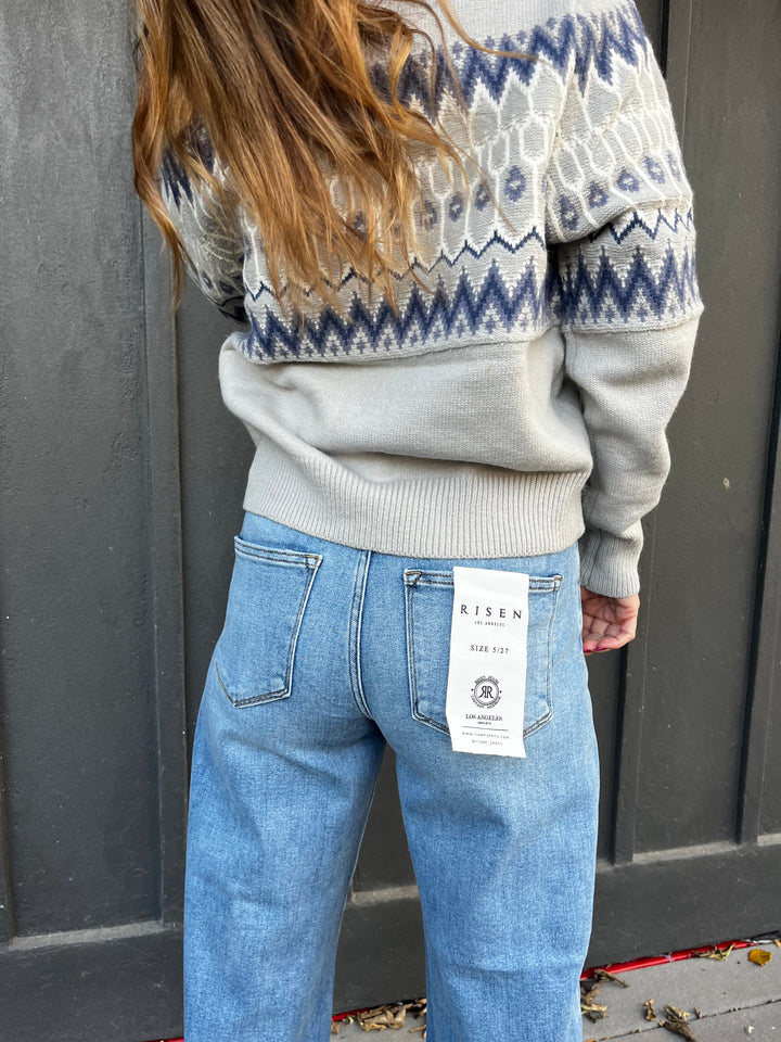 Risen High Rise Crop Barrel Jeans