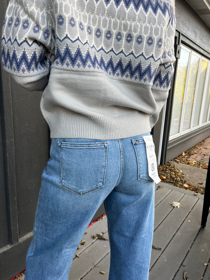 Risen High Rise Crop Barrel Jeans