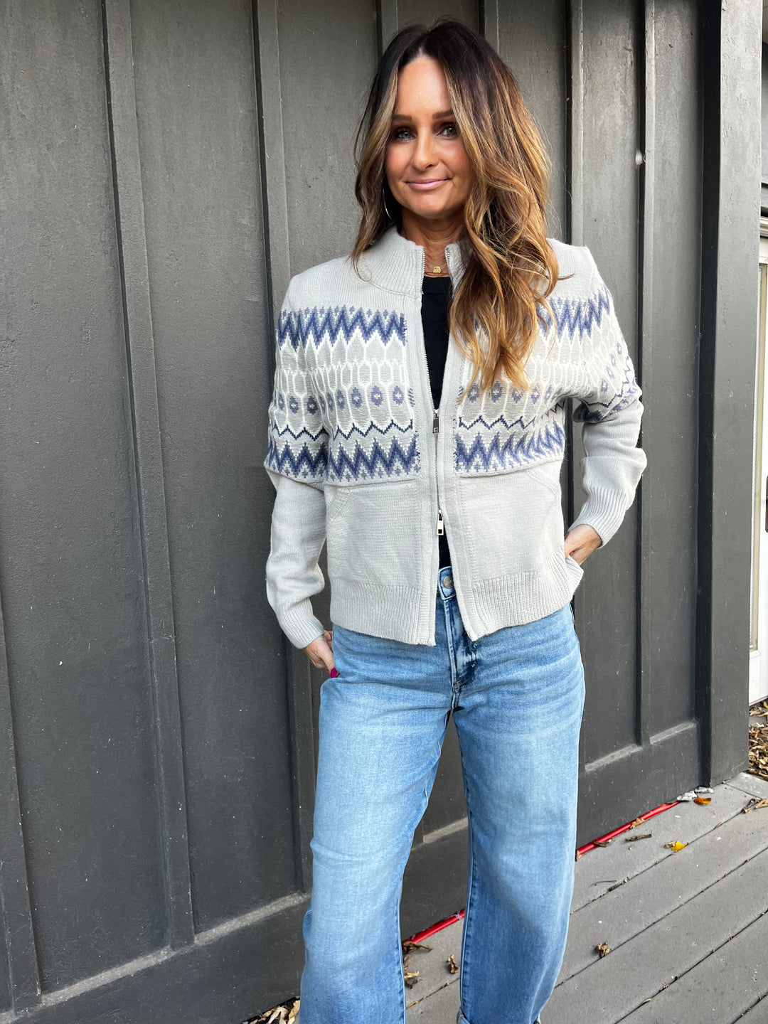 Cozy Fair Isle Zip-Up Cardigan