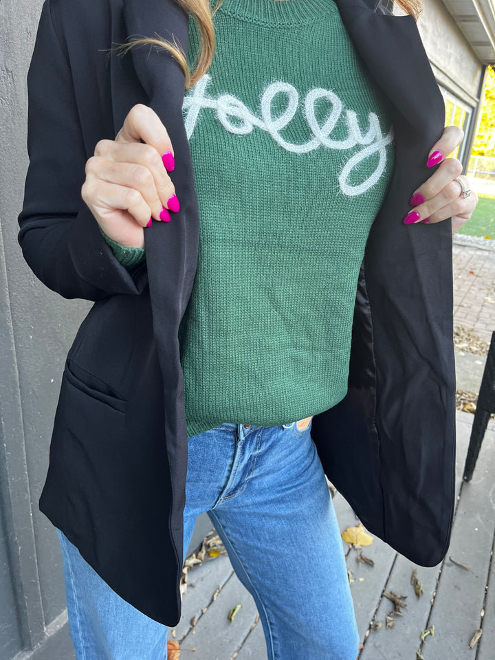 Classic Black Open-Front Blazer