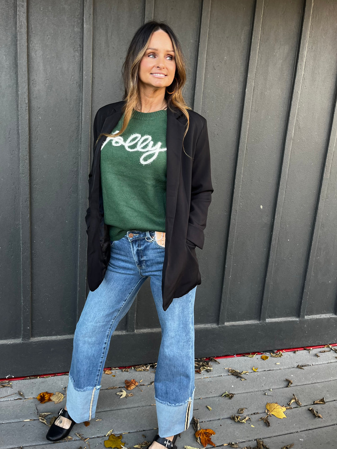 Classic Black Open-Front Blazer