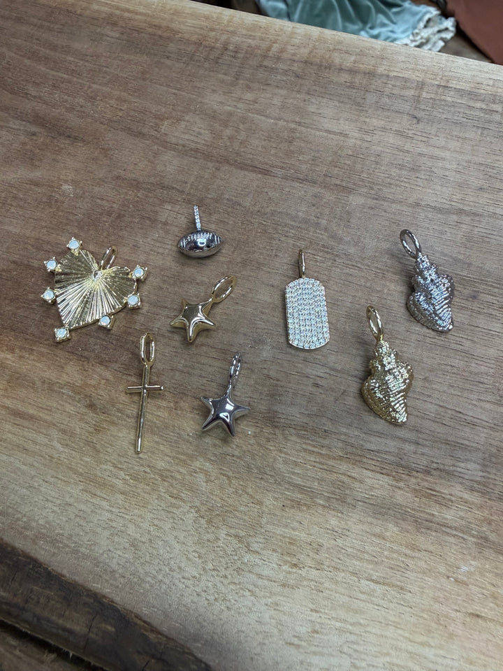Gold Heart Charm with Opals