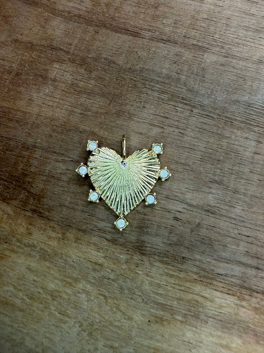 Gold Heart Charm with Opals