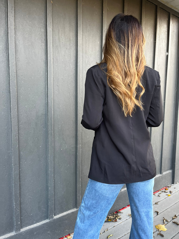 Classic Black Open-Front Blazer
