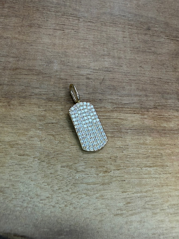 Pave Crystal Dog Tag Charm