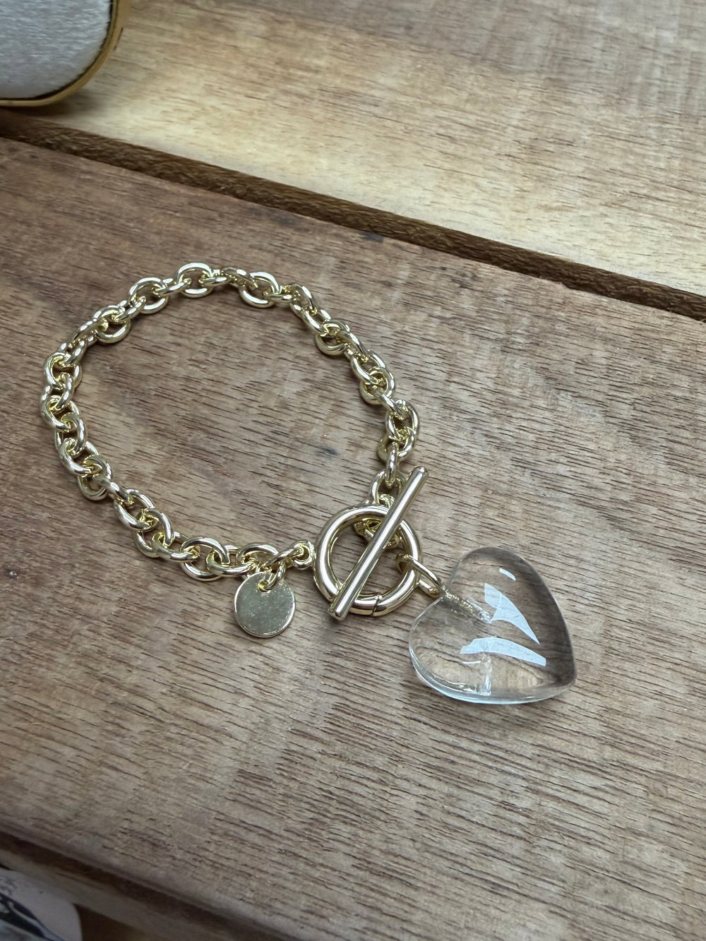 Gold linked toggle bracelet for charms