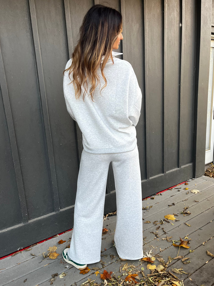 Scuba Collared Deep V Pullover & Pants Set