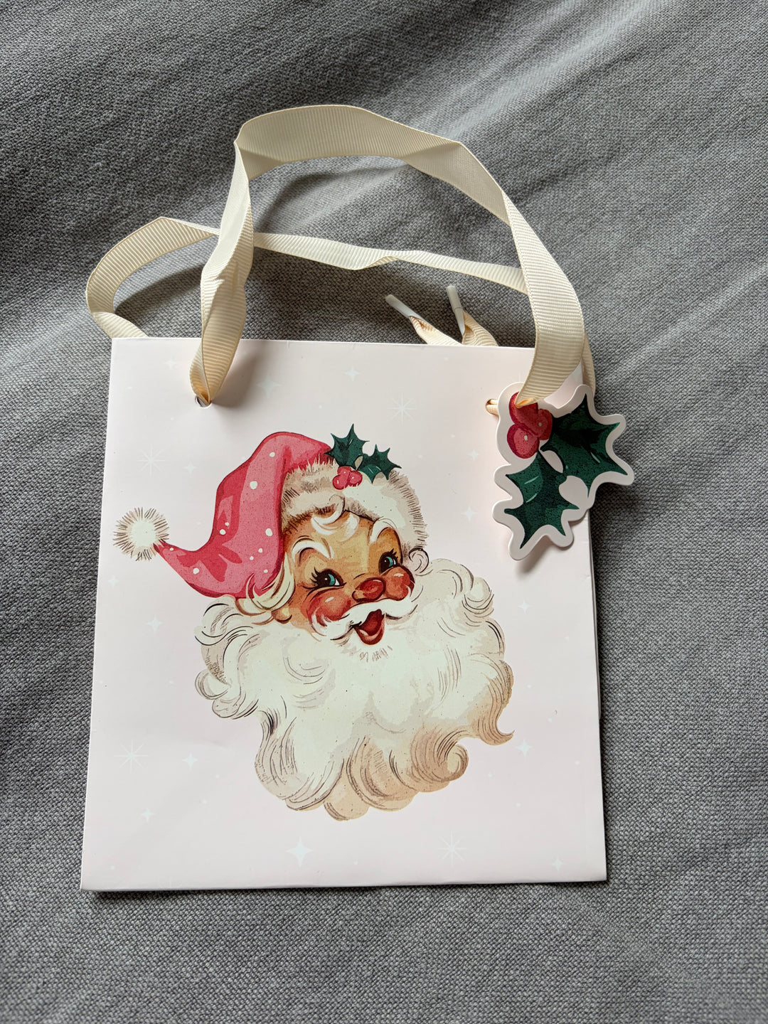 Retro Pink Santa Gift Bag