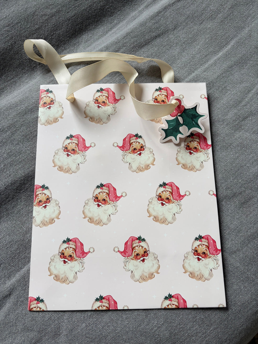 Retro Pink Santa Gift Bag