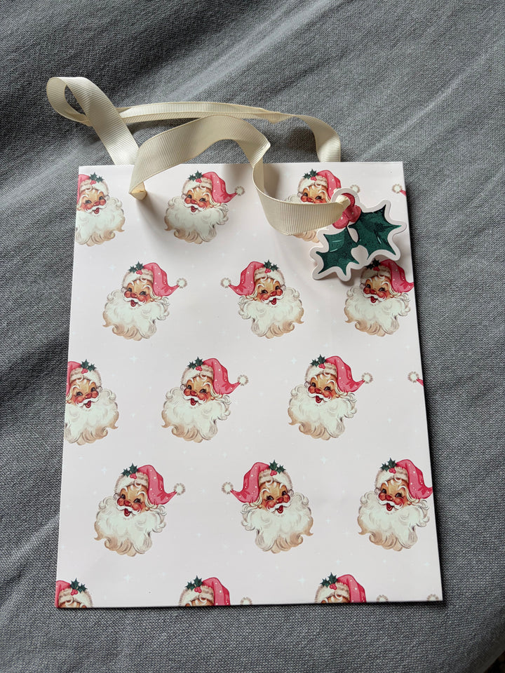 Retro Pink Santa Gift Bag