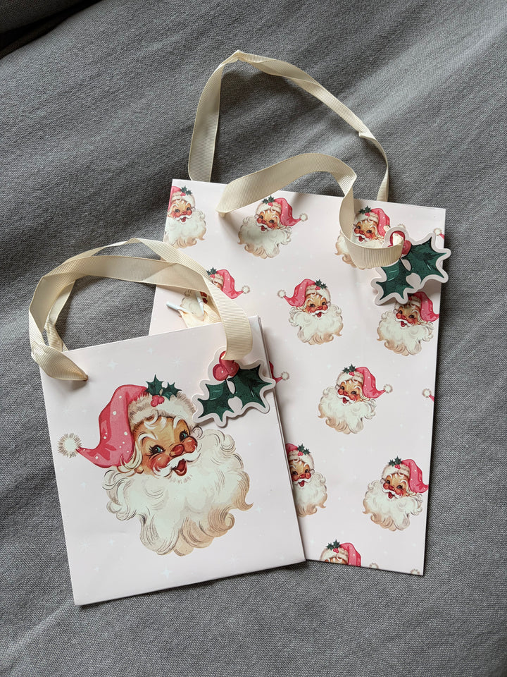 Retro Pink Santa Gift Bag