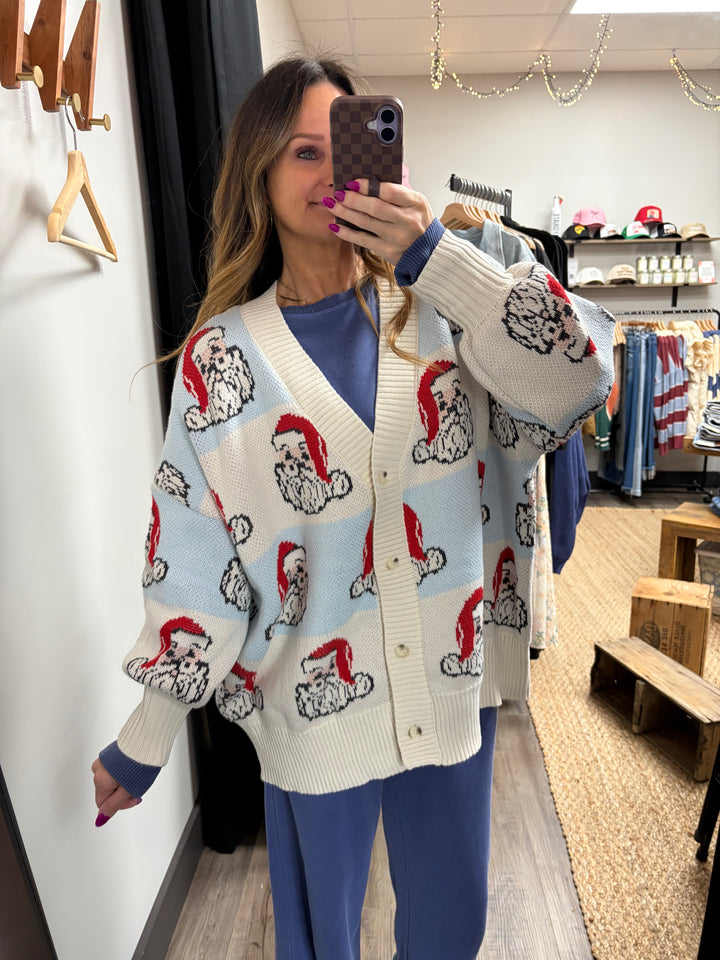 Oversized Santa V-Neck Cardigan