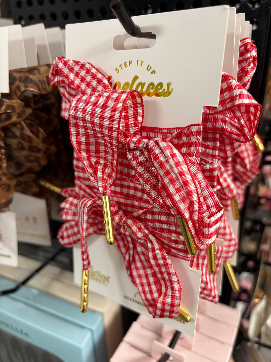 Gingham Red Shoelaces