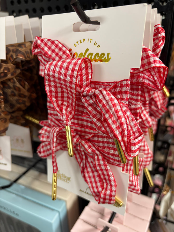 Gingham Red Shoelaces