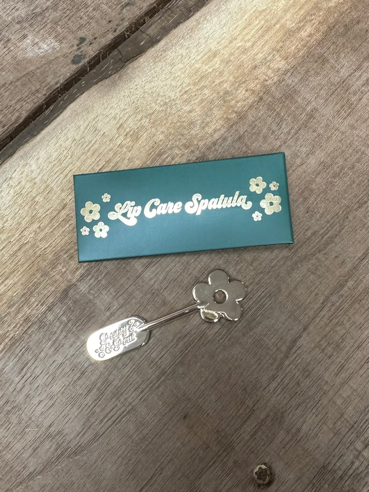 Gold metal lip scrub spatula