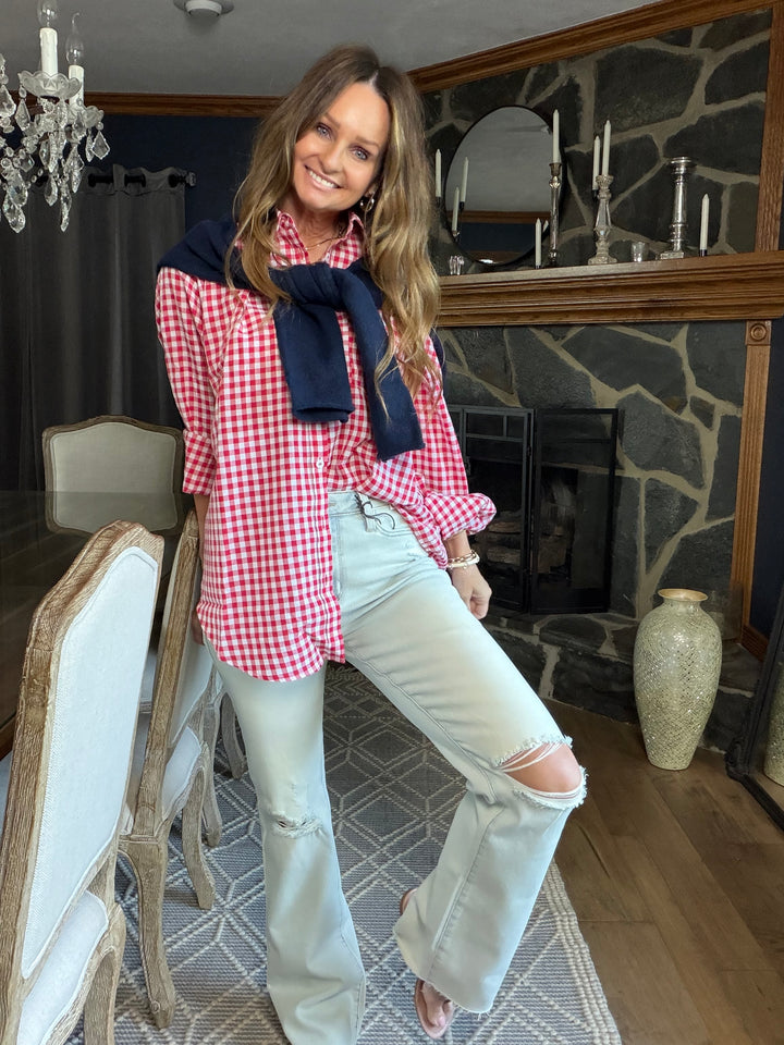 Red Gingham Button Down