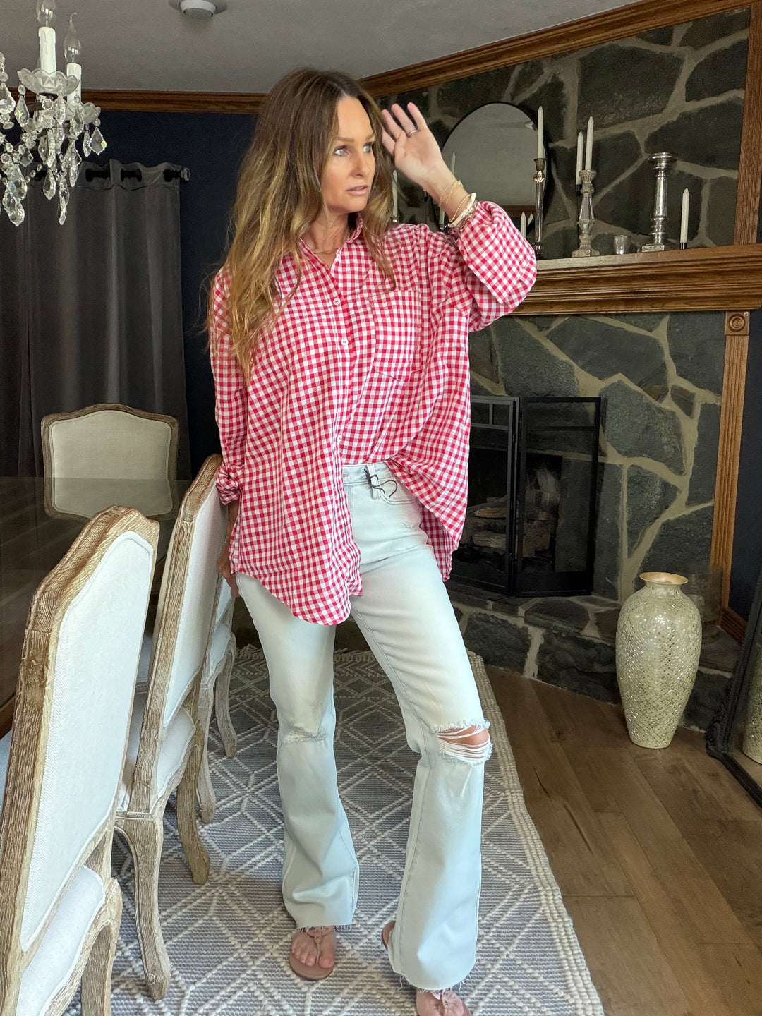 Red Gingham Button Down