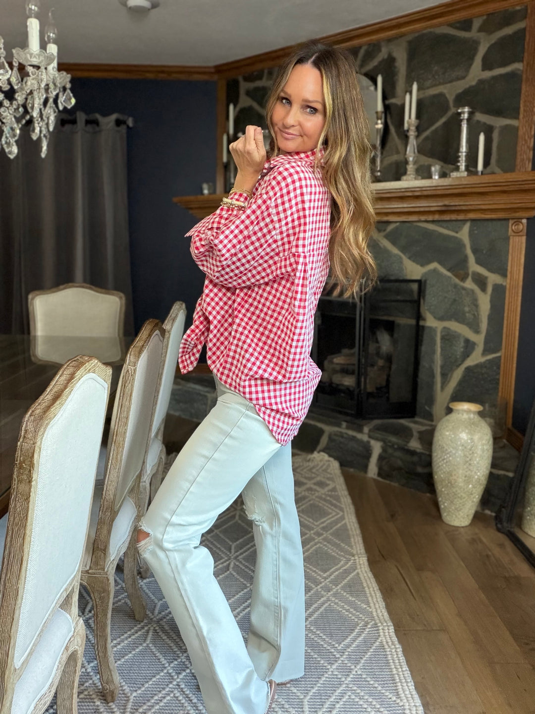 Red Gingham Button Down