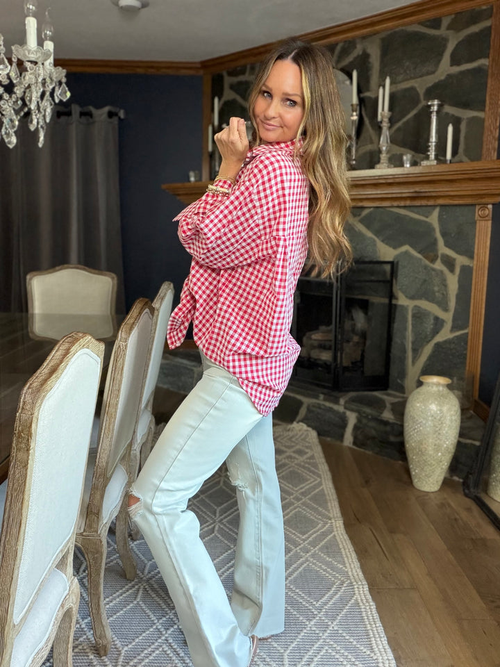 Red Gingham Button Down