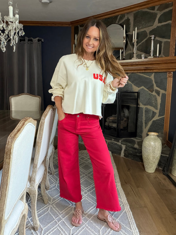 USA Patch Cropped Pullover