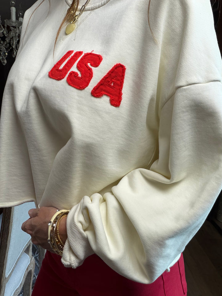 USA Patch Cropped Pullover