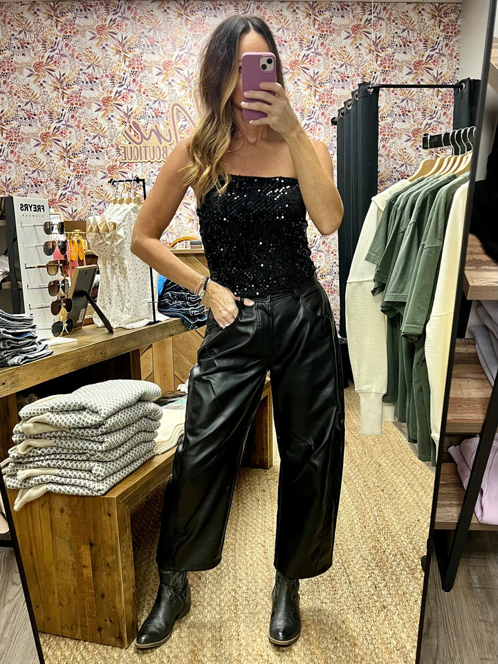 Sequin Velvet Tube Top