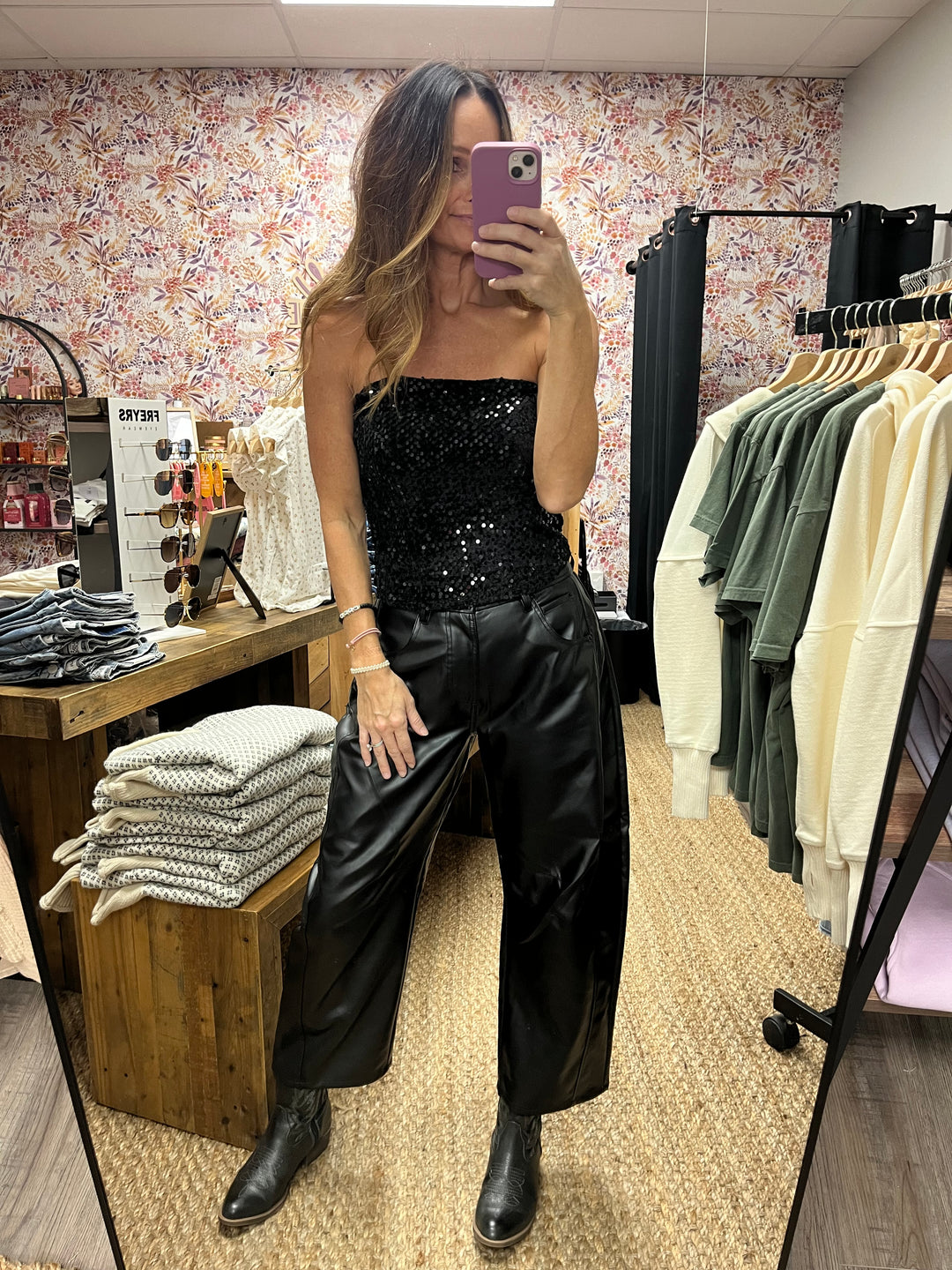 Sequin Velvet Tube Top