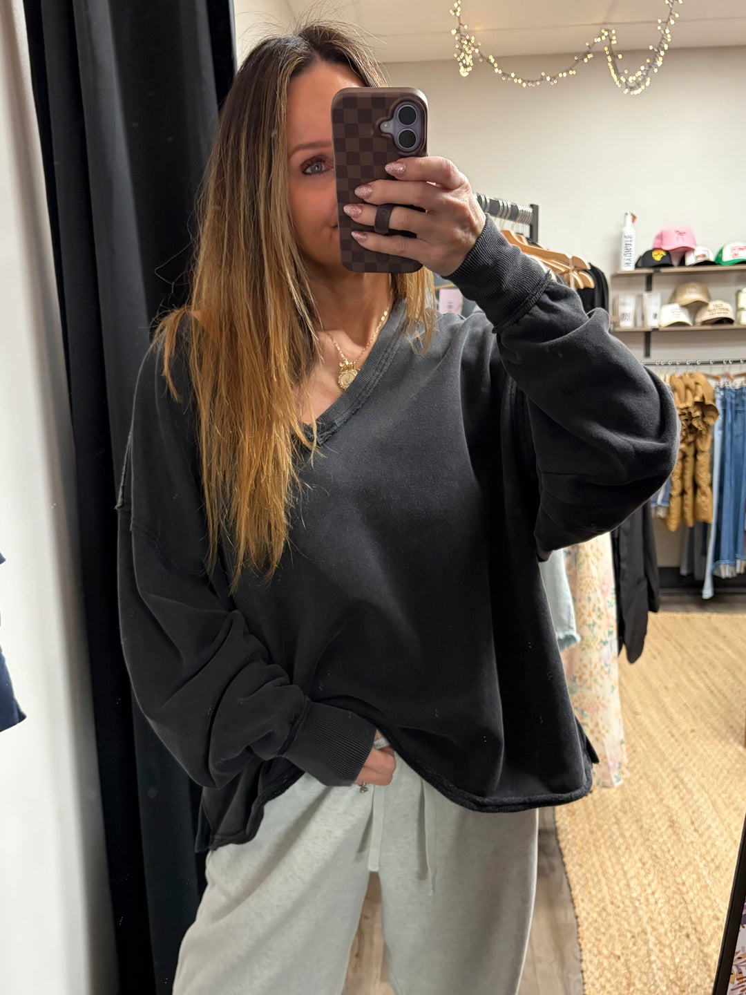 Vintage Vibe V-Neck Sweatshirt