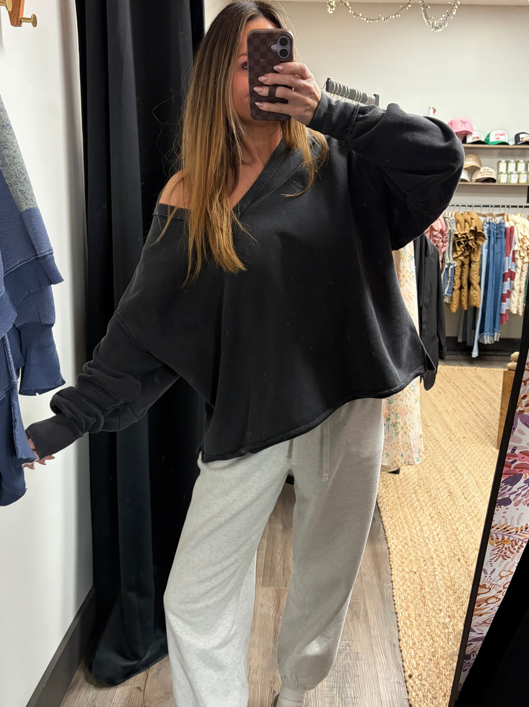 Vintage Vibe V-Neck Sweatshirt