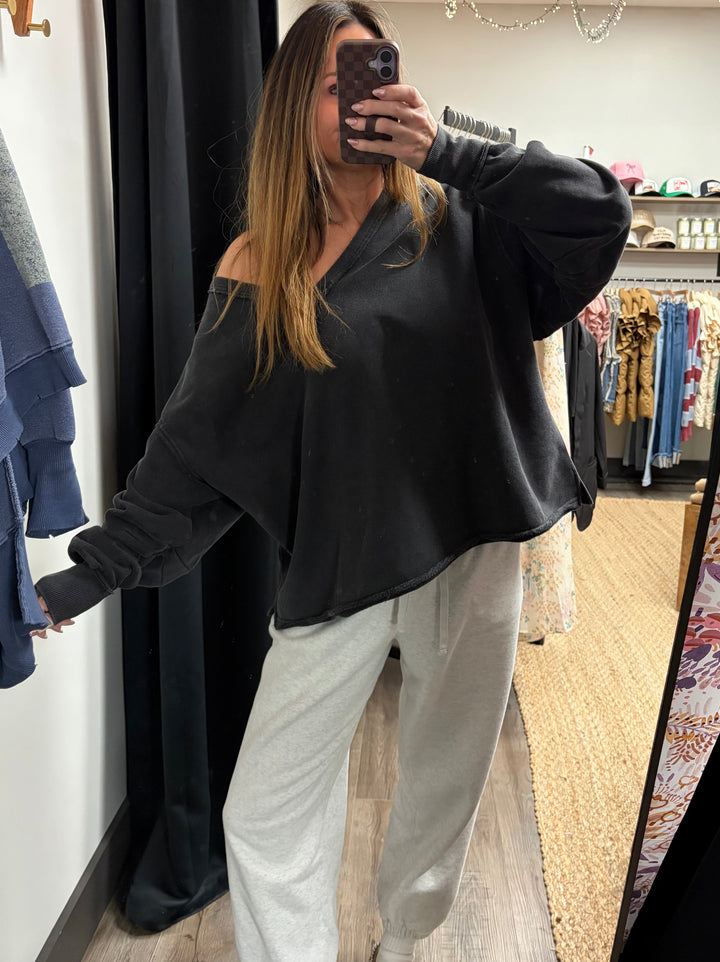 Vintage Vibe V-Neck Sweatshirt