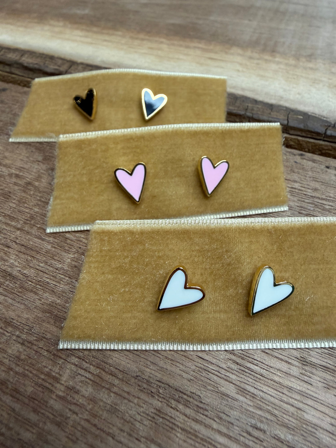 Enamel Heart Stud Earrings (18k Gold Dipped)