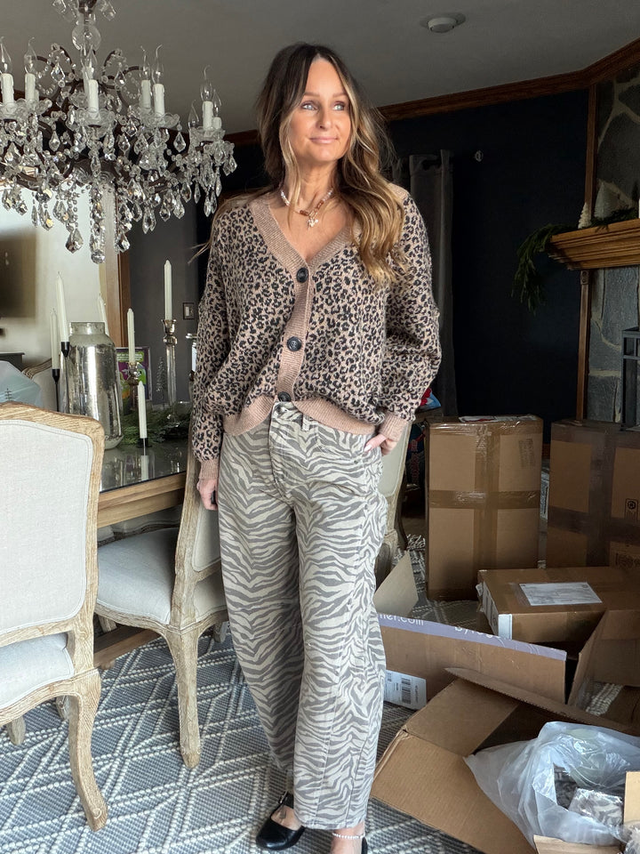 Zebra Print Barrel Jeans