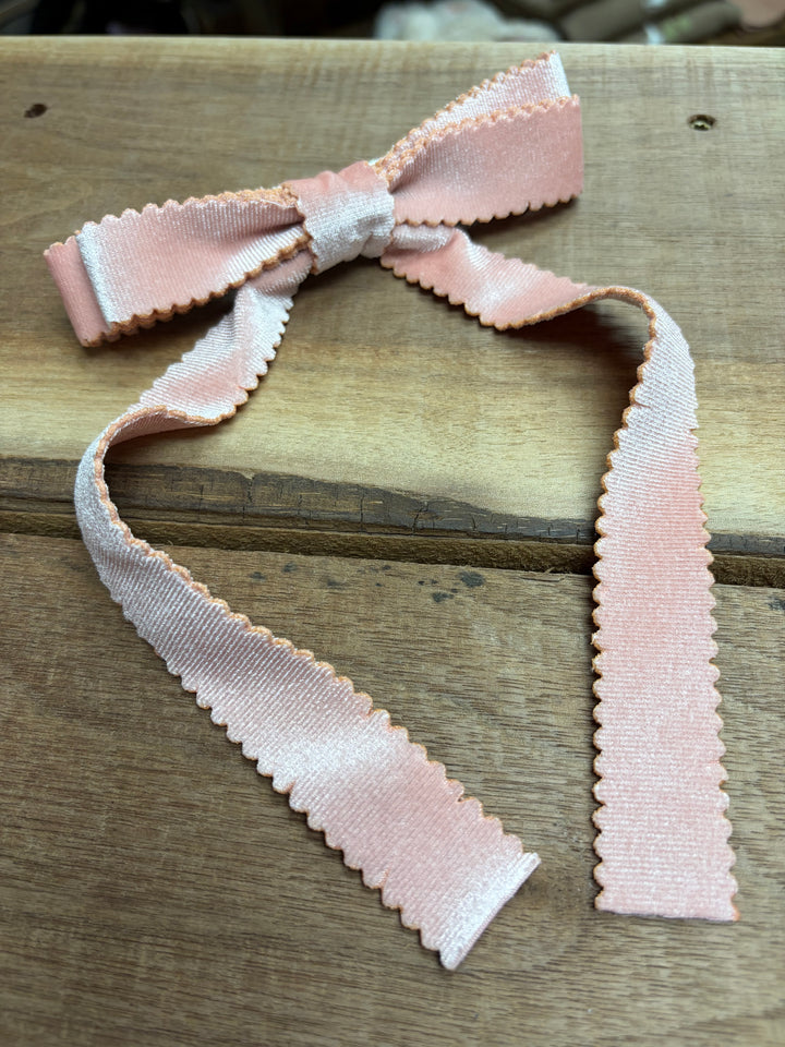 Velvet pink hair bow