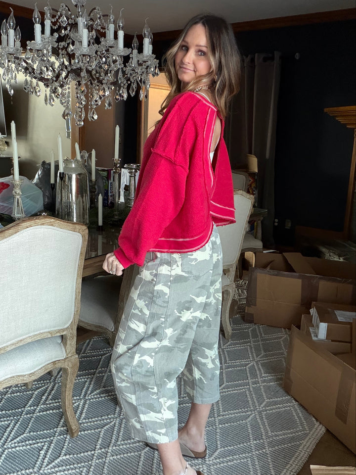 Boho Western Camo Barrel Jeans