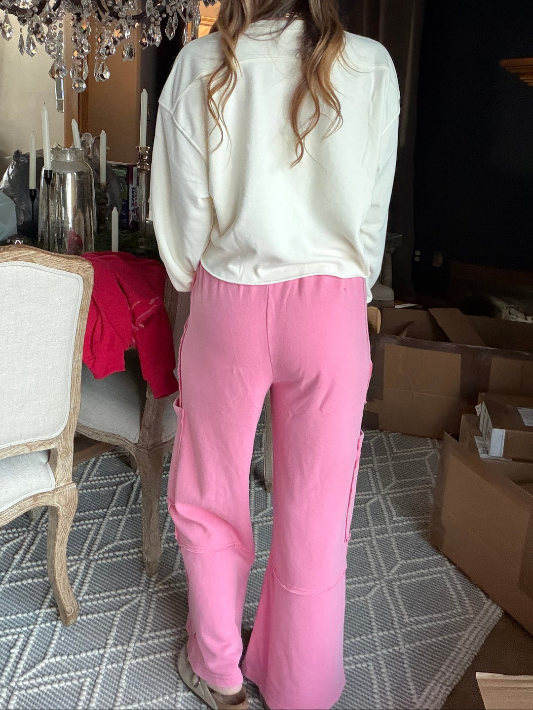 Mineral Wash Wide Leg Cargo Pants