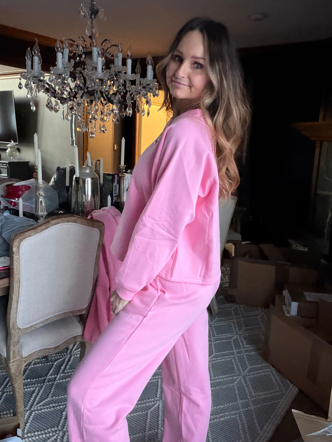 Candy Pink Fleece Sweat Set