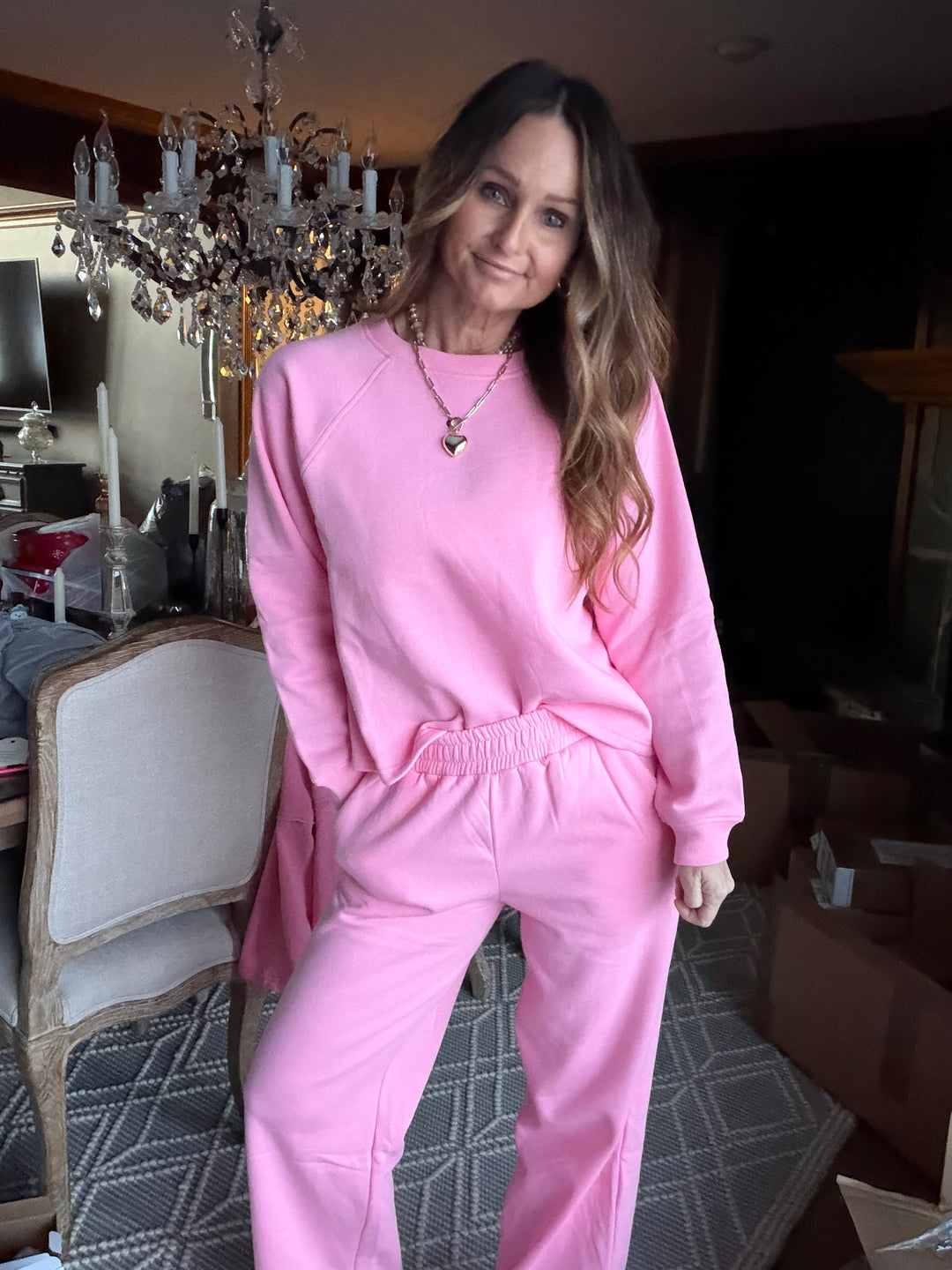 Candy pink fleece matching sweat set