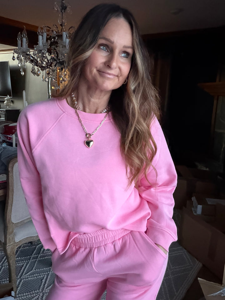 Candy Pink Fleece Sweat Set