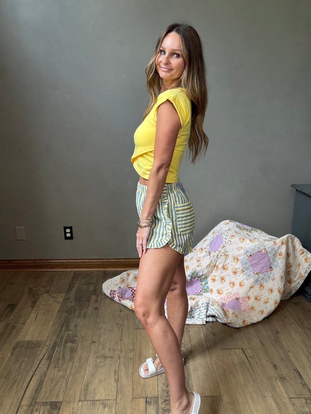 Seaside Ruffled Striped Shorts