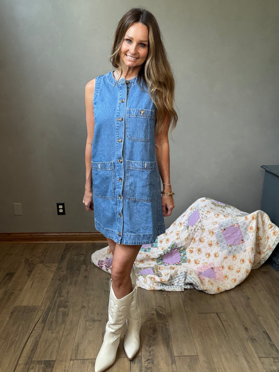 Sleeveless Denim Mini Dress