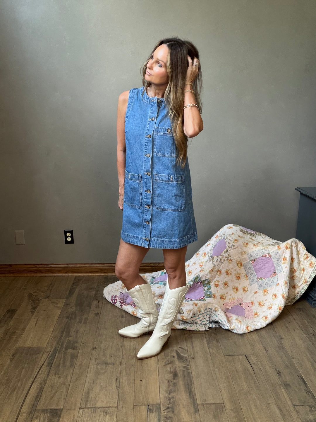 Sleeveless Denim Mini Dress